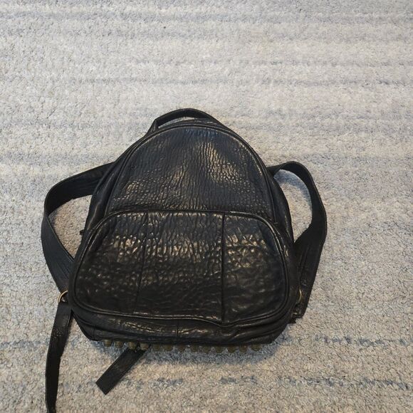 Alexander Wang Black Leather Studded Bottom  Backpack Bag  Biker - Picture 1 of 13